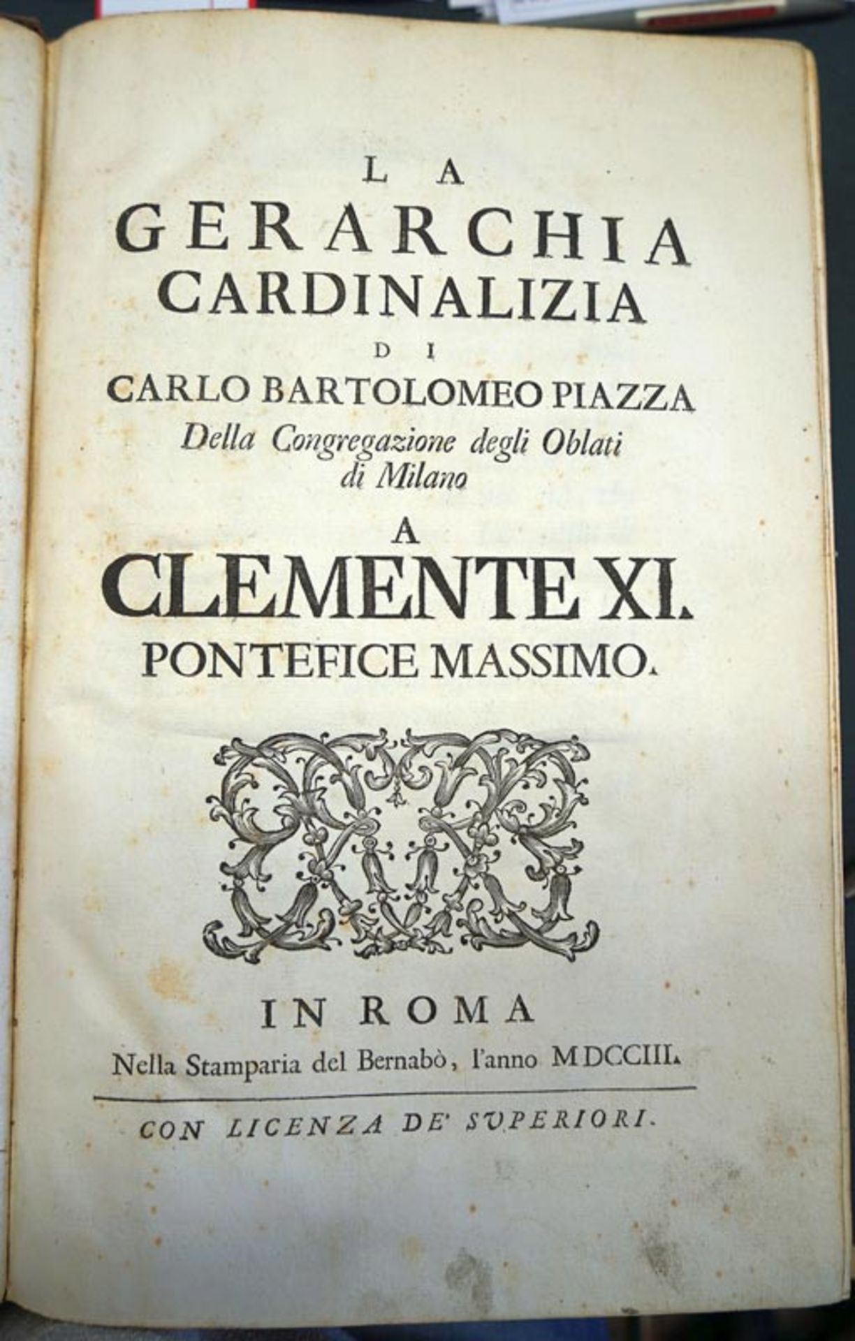 Piazza, Carlo Bartolomeo: La gerarchia cardinalizia