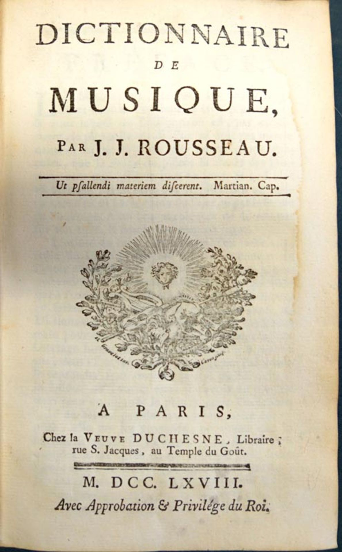 Rousseau, Jean Jacques: Dictionnaire de Musique