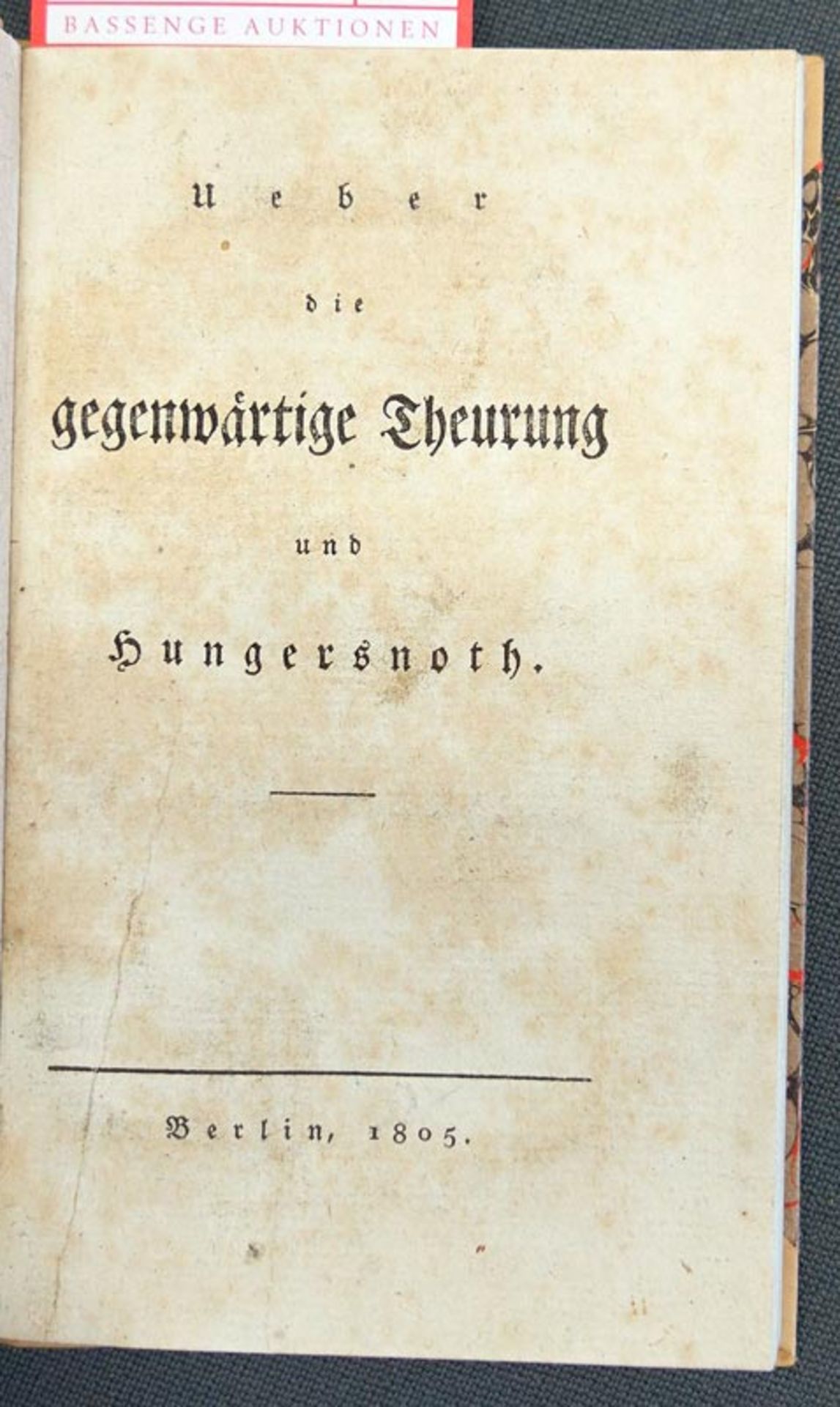 Ueber die gegenwärtige Theurung: und Hungersnoth