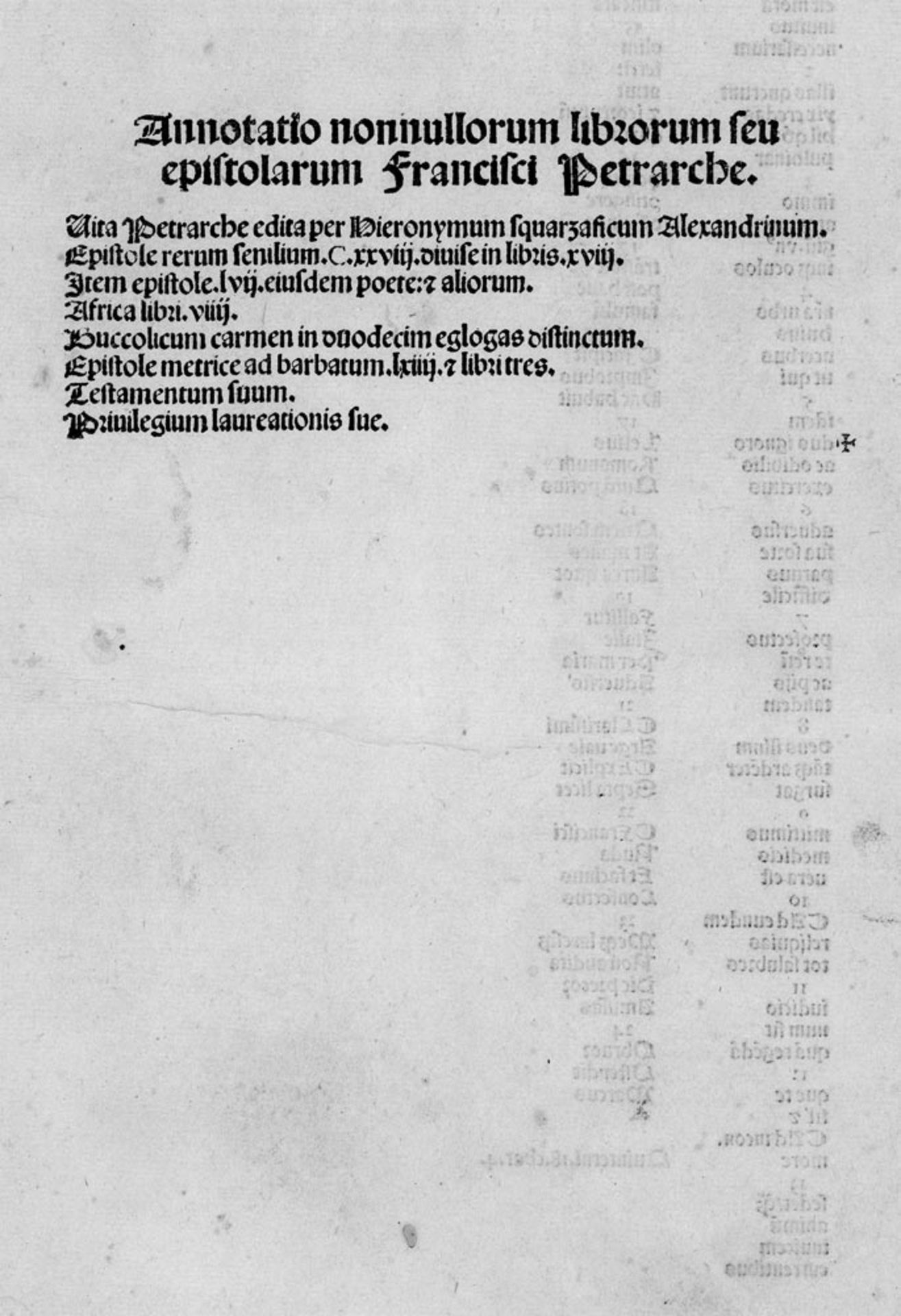 Petrarca, Francesco: Annotatio nonnullorum librorum (Opera latina, Teil II)