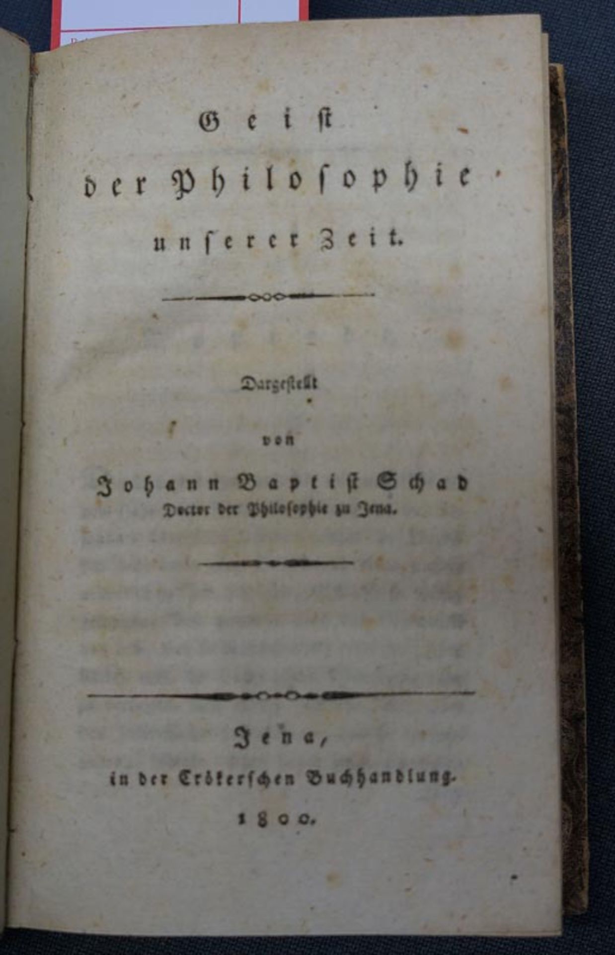 Schad, Johann Baptist: Geist der Philosophie unserer Zeit