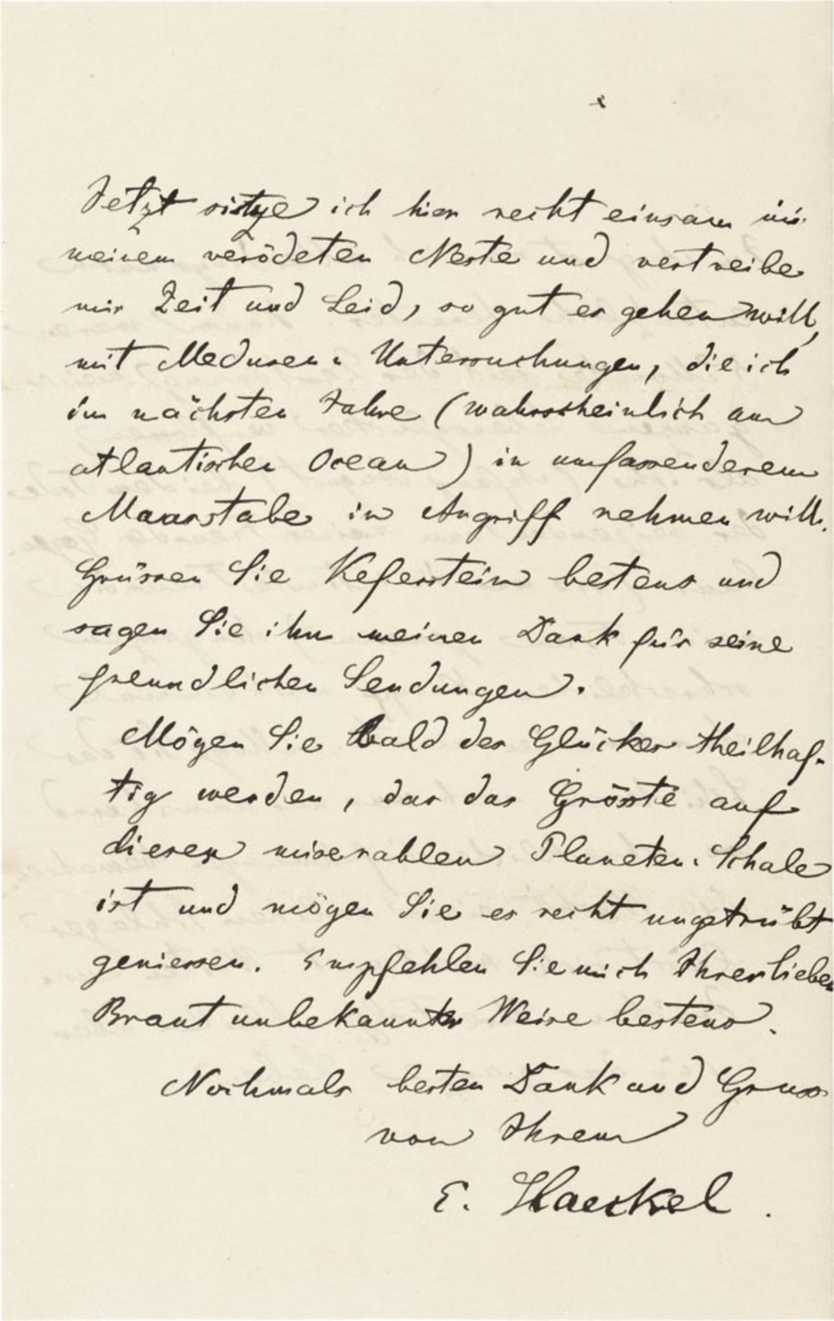 Haeckel, Ernst: Brief 1864 an Ernst Ehlers
