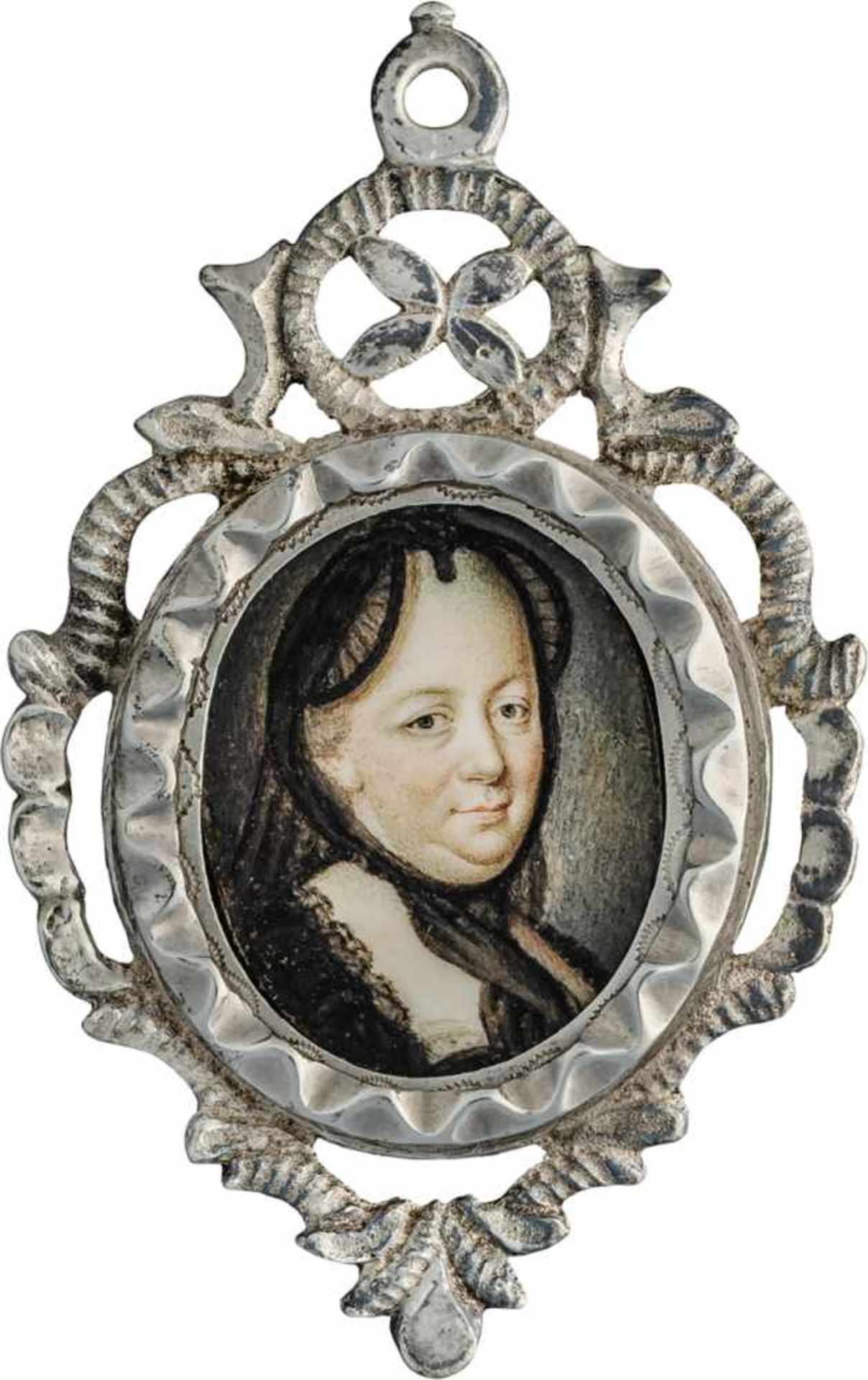 Österreichisch: um 1770. Miniatur Portrait der Kaiserin Maria Theresia in Witwentracht