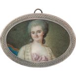 Jourdain, Laurent-Bruno-François - zugeschrieben: Miniatur Bildnis einer jungen Frau in weißem
