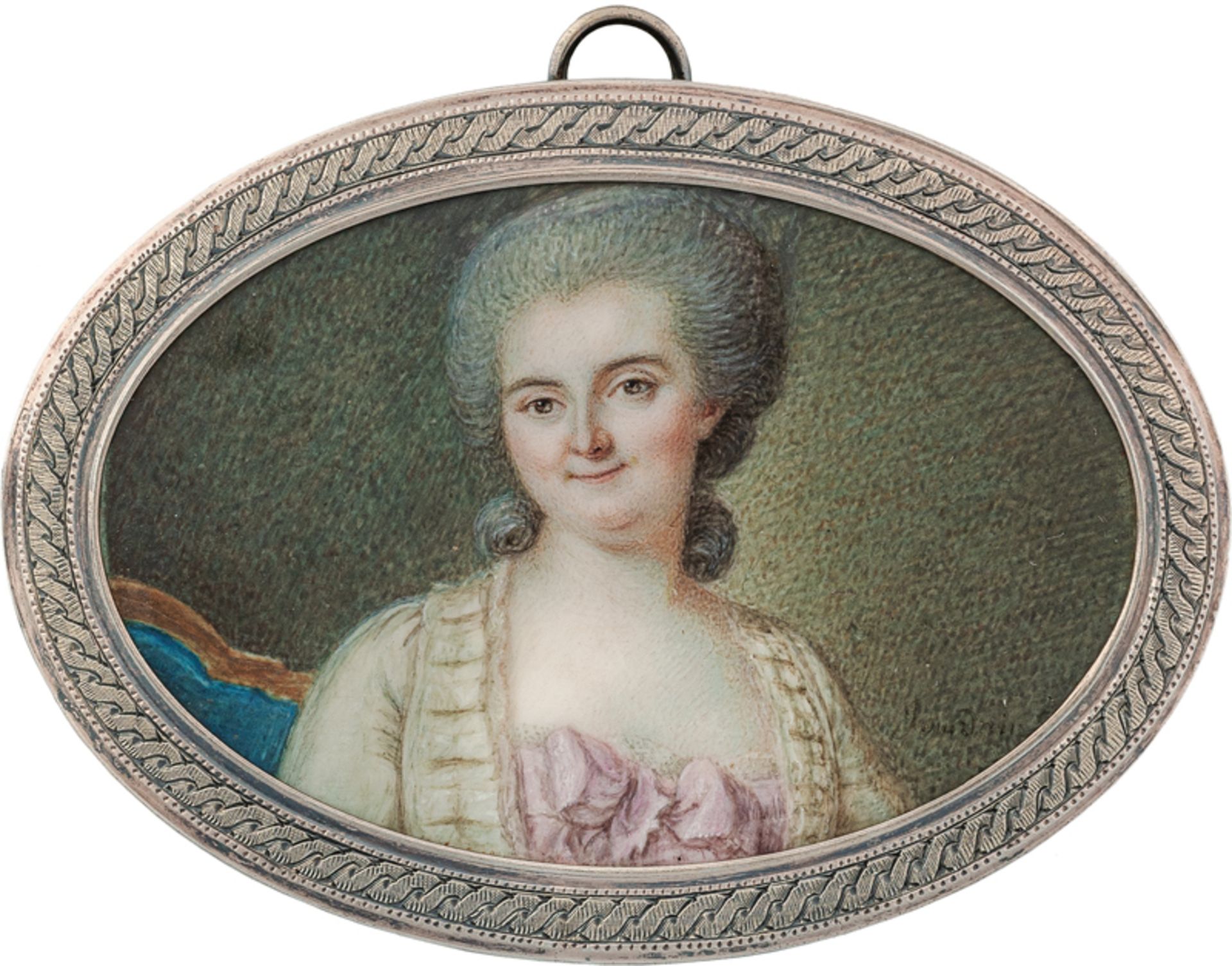 Jourdain, Laurent-Bruno-François - zugeschrieben: Miniatur Bildnis einer jungen Frau in weißem
