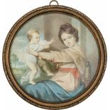 Englisch: Paar Miniatur Doppelbildnisse: Duchess of Marlborough mit Tochter und Anne Lascelles mi