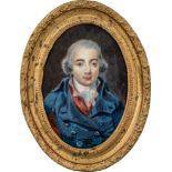 Isabey, Jean-Baptiste - Schule: Miniatur Portrait eines jungen Mannes mit gepuderter Perücke, in