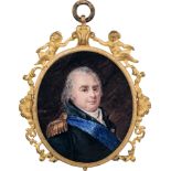 Französisch: um 1815. Miniatur Portrait des Königs Ludwig XVIII. von Frankreich in blauer Unifo