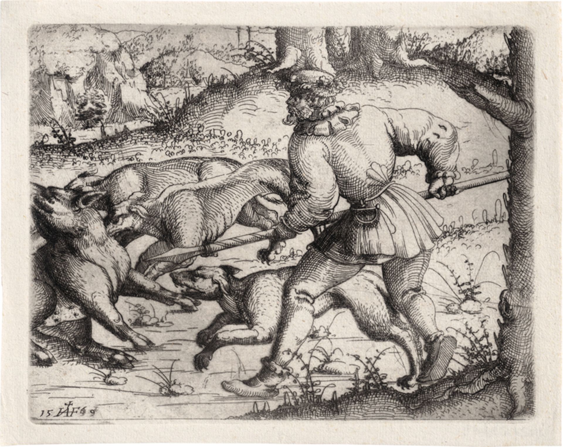 Hirschvogel, Augustin: Die Wildschweinjagd