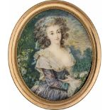 Dumont, François - nach: Miniatur Portrait der Madame de Songeons in Parklandschaft mit Blumenst