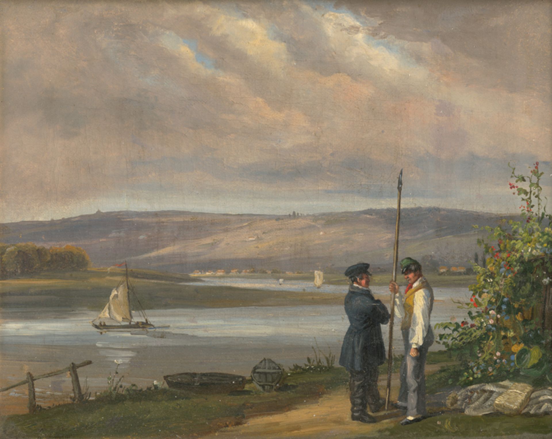 Fearnley, Thomas - zugeschrieben: Die Elbe bei Dresden, im Hintergrund die Weinberge von Radebeul - Bild 2 aus 4