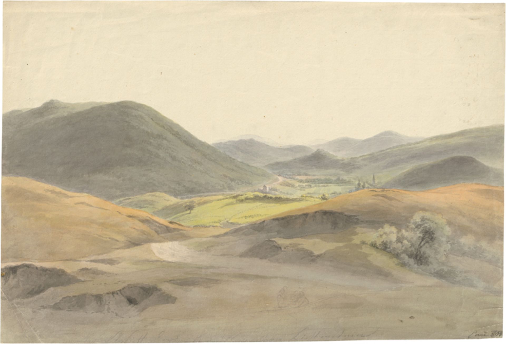 Österreichisch: 1804. Weite Landschaft bei Lichtenstein