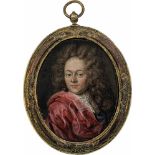 Deutsch: um 1700. Miniatur Portrait des Markgrafen Georg Friedrich von Brandenburg-Ansbach mit ro