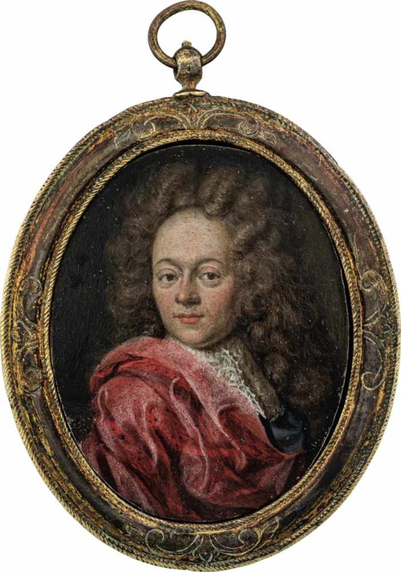 Deutsch: um 1700. Miniatur Portrait des Markgrafen Georg Friedrich von Brandenburg-Ansbach mit ro