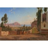 Ahlborn, August Wilhelm Julius: Blick vom Konvent Santa Maria di Gesù auf Palermo mit dem Monte