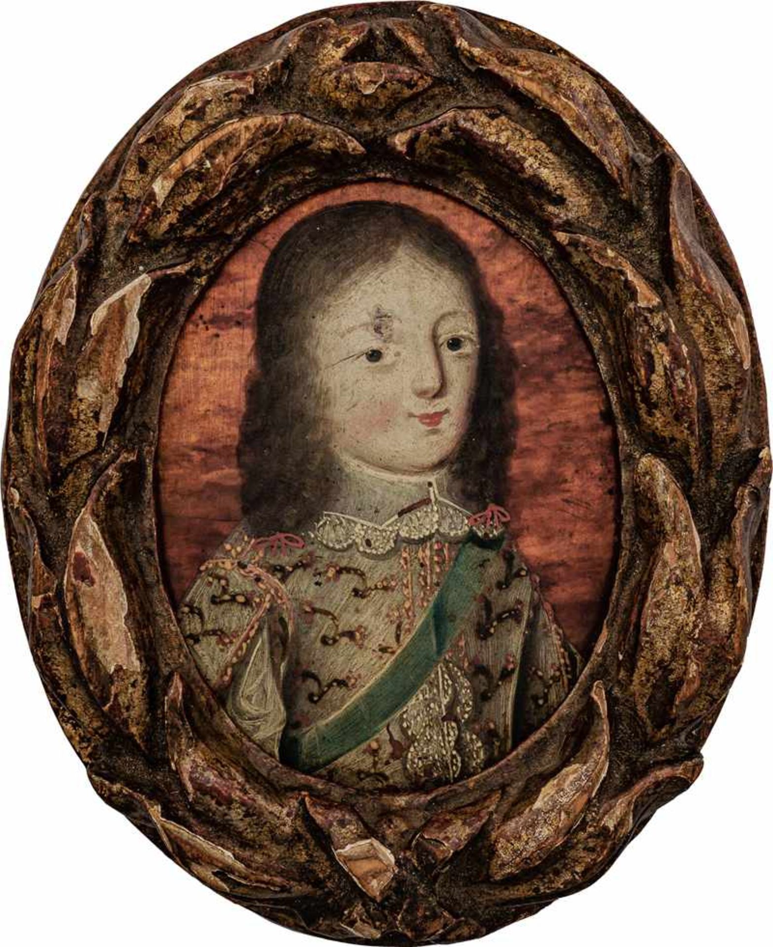 Englisch oder Niederländisch: um 1640. Miniatur Portrait eines jungen Adligen in besticktem Gewa