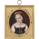 Schmitz: Miniatur Portrait der Gräfin Maria Narischkin in traditionellem Kostüm