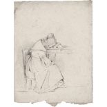 Piepenhagen, August Friedrich: An einem Tisch eingeschlafene Frau mit Haube