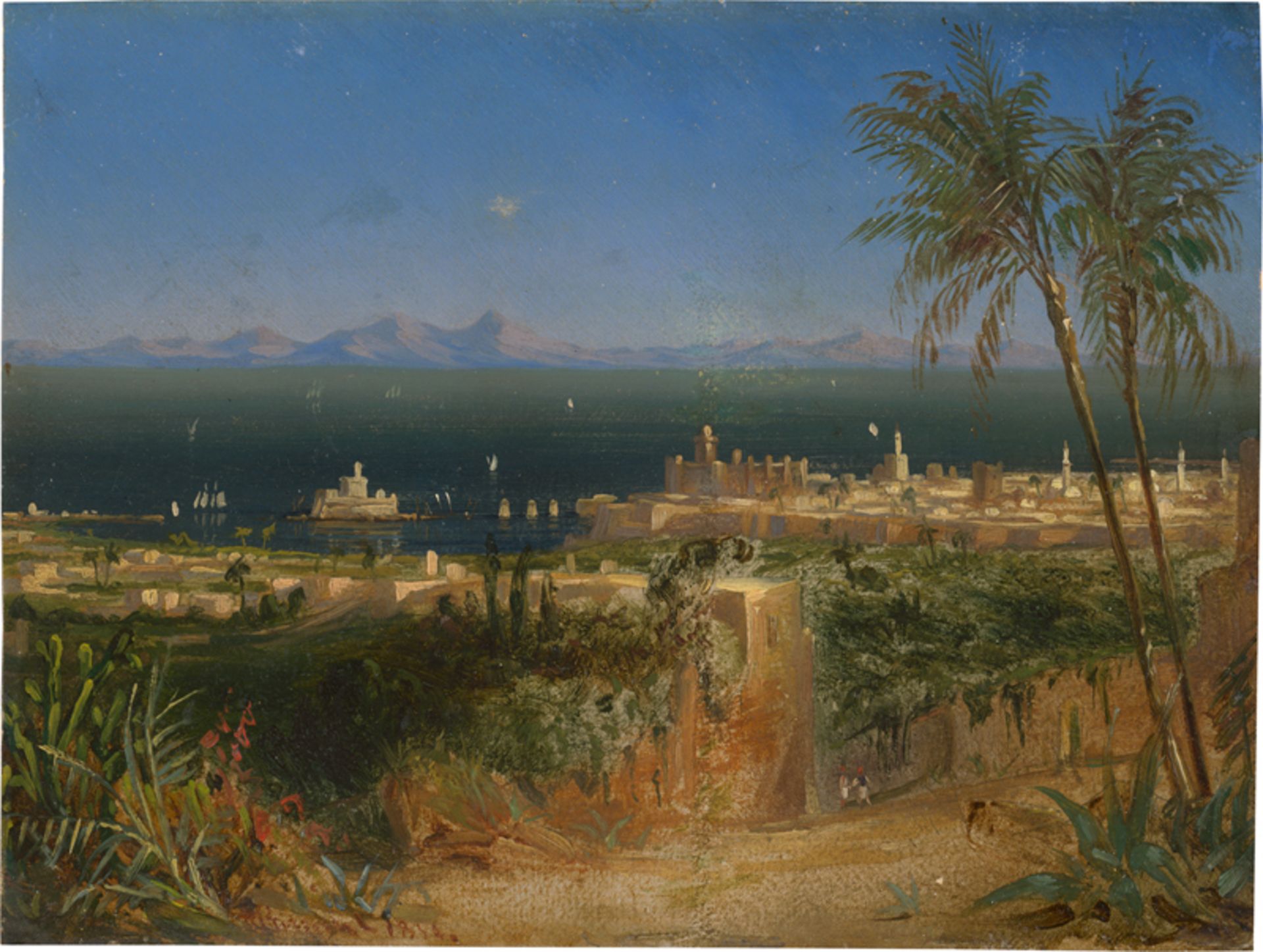 Deutsch: 1844. Blick auf eine orientalische Stadt am Meer - Bild 2 aus 4