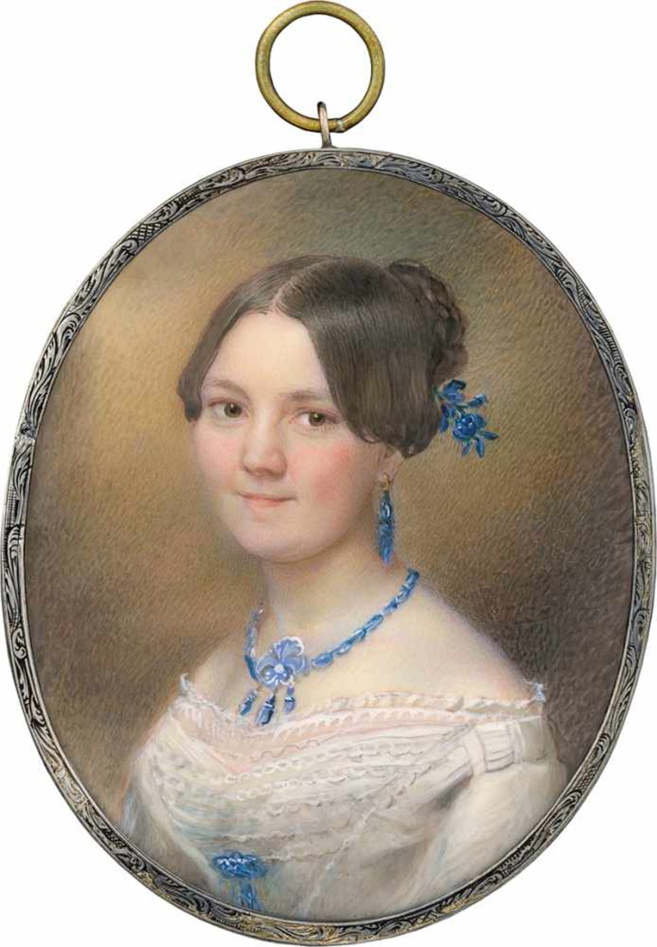 Kordik (auch Kordyk), Georg: Miniatur Portrait der jungen Maria Christovna Perné in weißem Klei