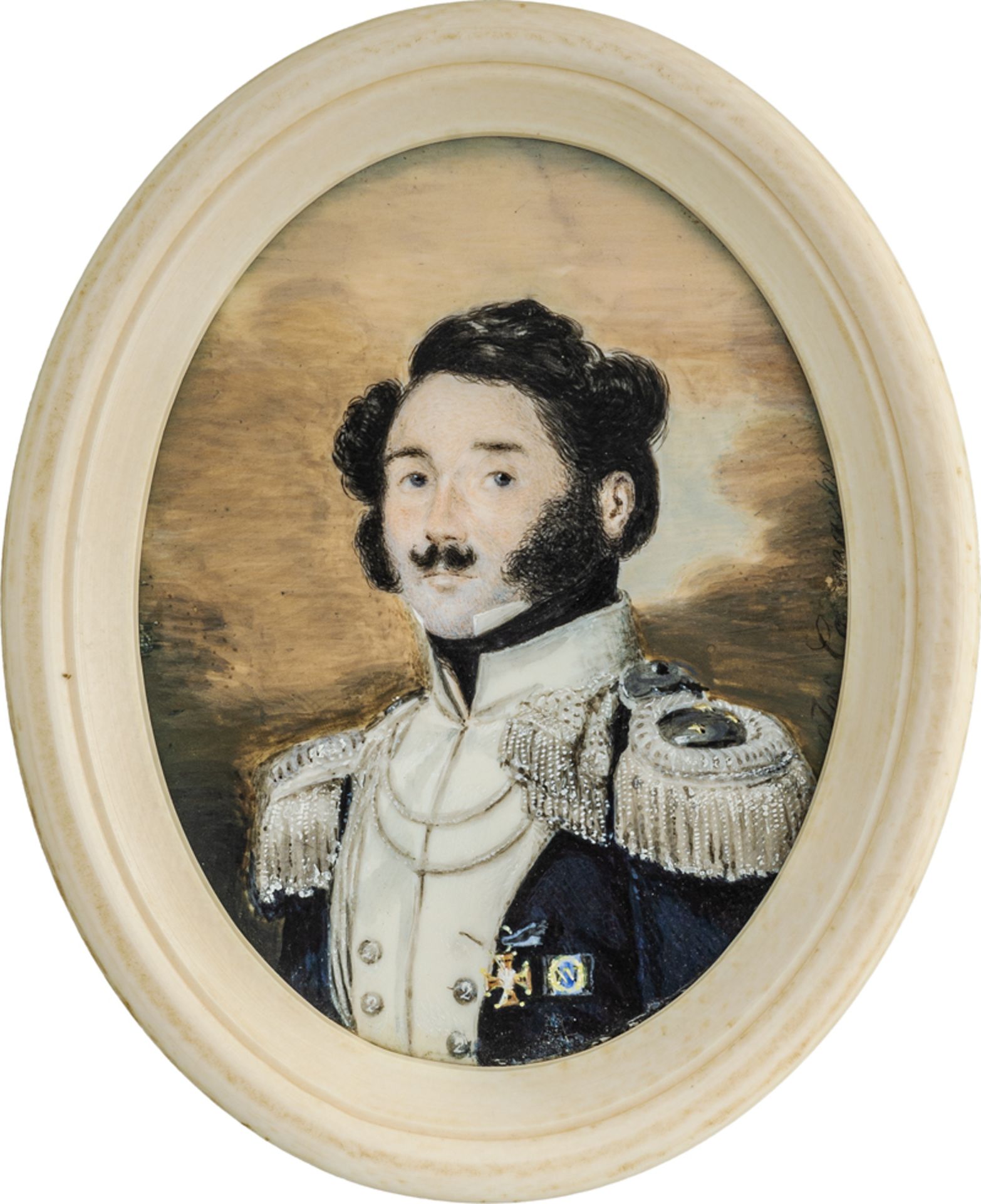 Polnisch: um 1830. Miniatur Portrait des polnischen Freiheitskämpfers Stanislaw Gawronski mit Or