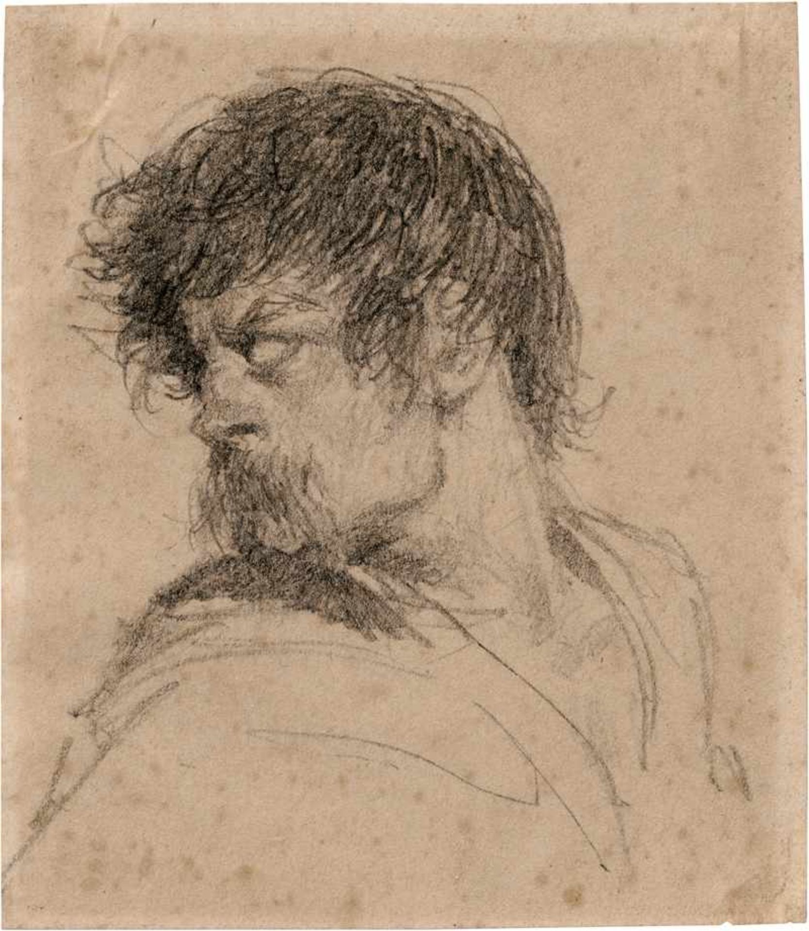 Repin, Ilja Jefimowitsch - zugeschrieben: Bildnis eines wild blickenden Mannes mit Schnurrbart</b