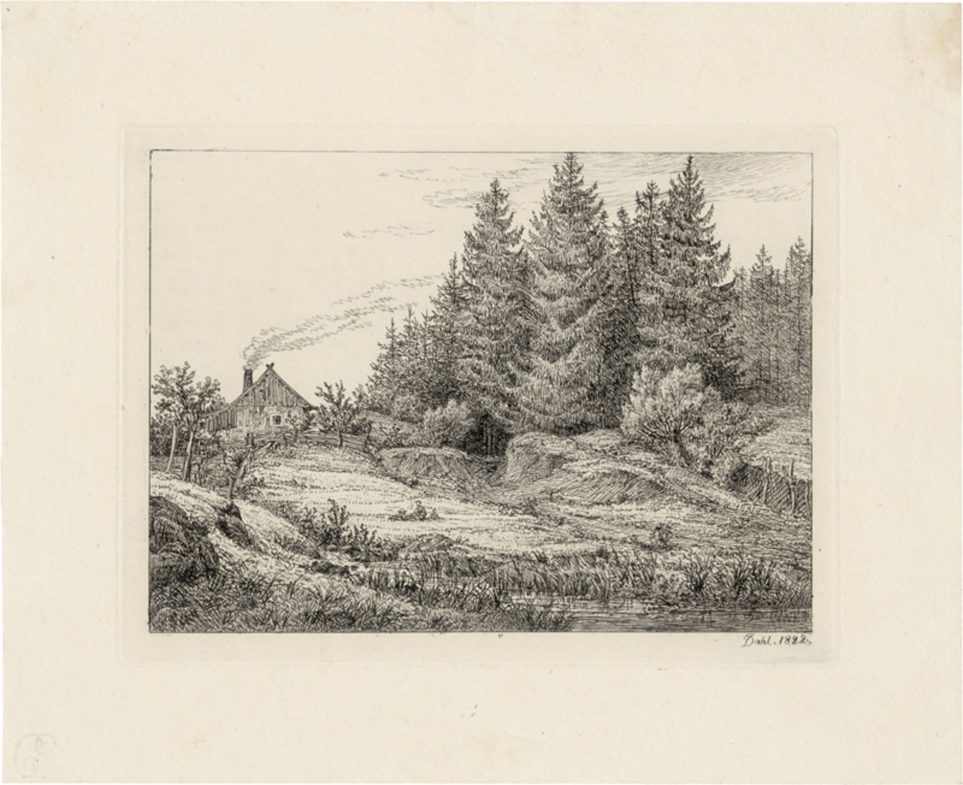 Dahl, Johann Christian Clausen: Die Bauernhütte am Tannenwald