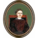 Grisot d'Allancé, François Florentin: Miniatur Portrait eines Mädchens in violettem Kleid, auf