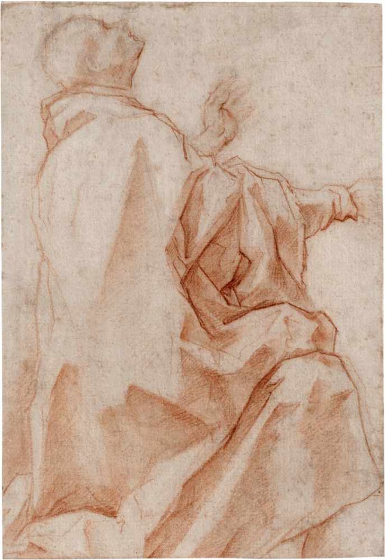 Florentinisch: 16. Jh. Gewandstudie eines knieenden, nach oben blickenden Mannes
