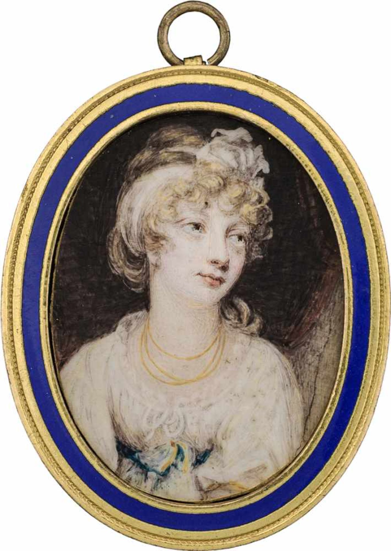 Thomson, William John: Miniatur Portrait der britischen Prinzessin Amelia in weißem Kleid, ein g