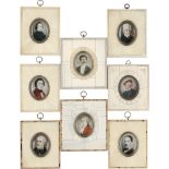 Europäisch: frühes 20. Jahrhundert. 8 ovale Miniatur Portraits von berühmten Komponisten, daru