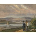 Fearnley, Thomas - zugeschrieben: Die Elbe bei Dresden, im Hintergrund die Weinberge von Radebeul