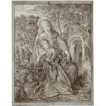 Schnorr von Carolsfeld, Julius: Die Jungfrau mit dem Kind und Lämmern in einer Landschaft