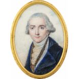 Isabey, Jean-Baptiste - Schule: Miniatur Portrait eines jungen Mannes mit gepuderter Perücke, in