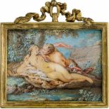 Charlier, Jacques - Werkstatt: Miniatur Portrait einer nackten Frau als Nymphe, mit einem Satyr i