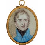 Bone, Henry - Werkstatt: um 1800/1805. Emaille Miniatur Portrait eines jungen Mannes in blauer Ja