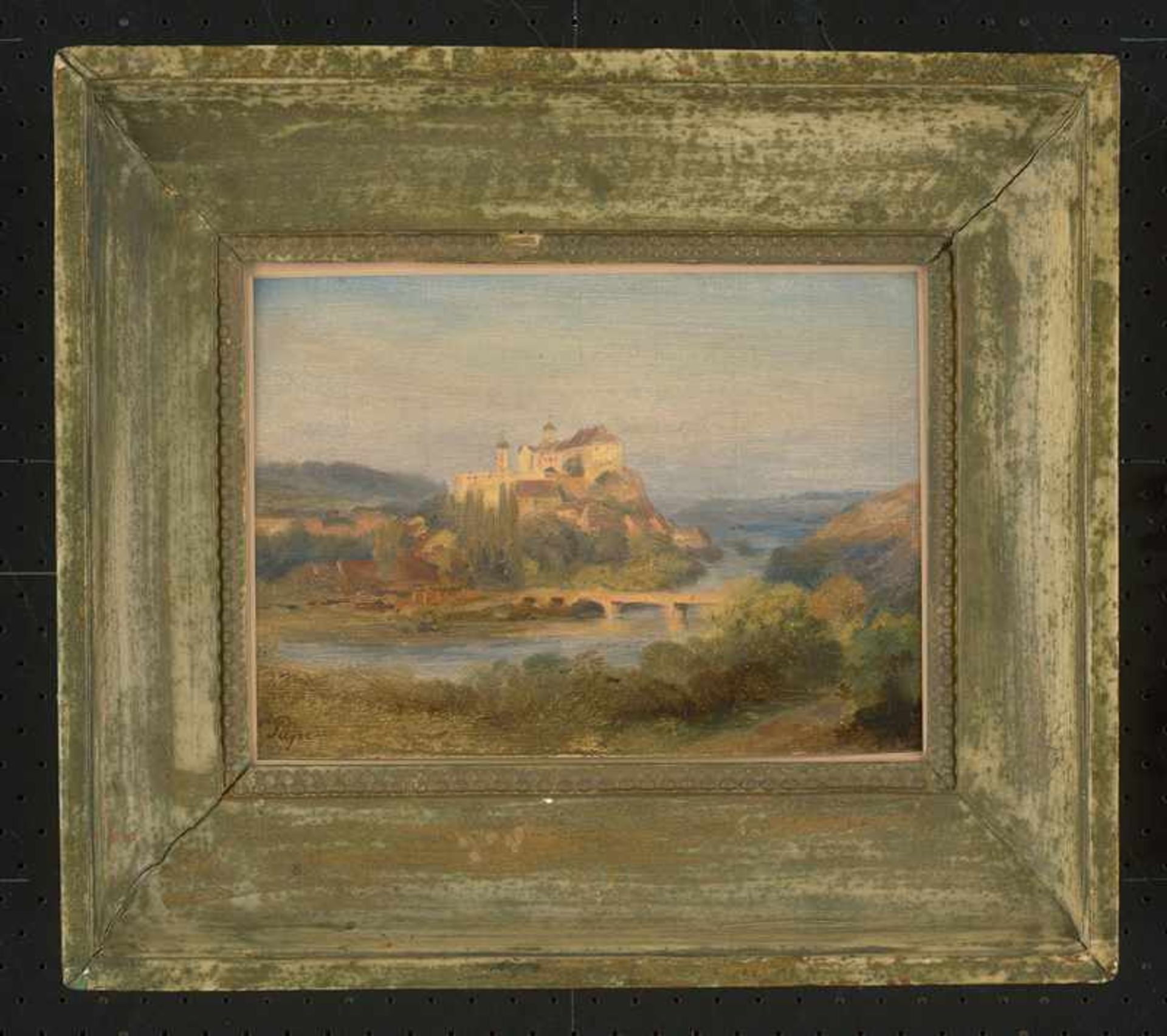 Pape, Eduard Friedrich: Blick über eine Landschaft mit Schloss auf einem Felssporn - Bild 3 aus 4