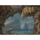 Gerst, Johann Karl Jacob: Grotte und Vulkaninseln: Bühnenentwurf für die Oper Alcidor von Gaspa