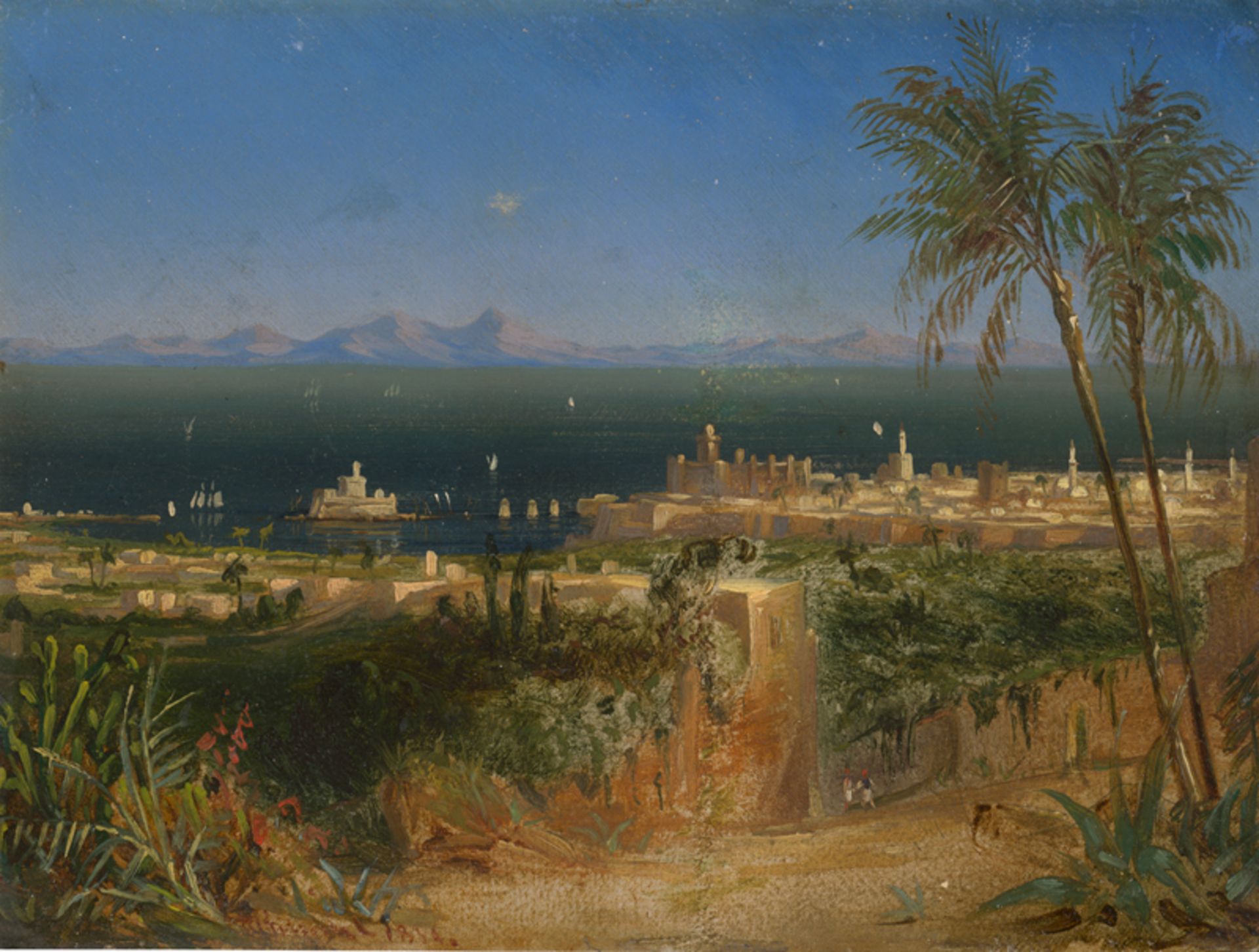 Deutsch: 1844. Blick auf eine orientalische Stadt am Meer