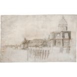 Italienisch: 18. Jh. Das Tiberufer mit Blick auf die Apsis von San Giovanni Fiorentini und die En