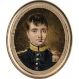 Französisch: um 1822/1825. Miniatur Portrait eines jungen Leutnants der Infanterie mit Goldepaul