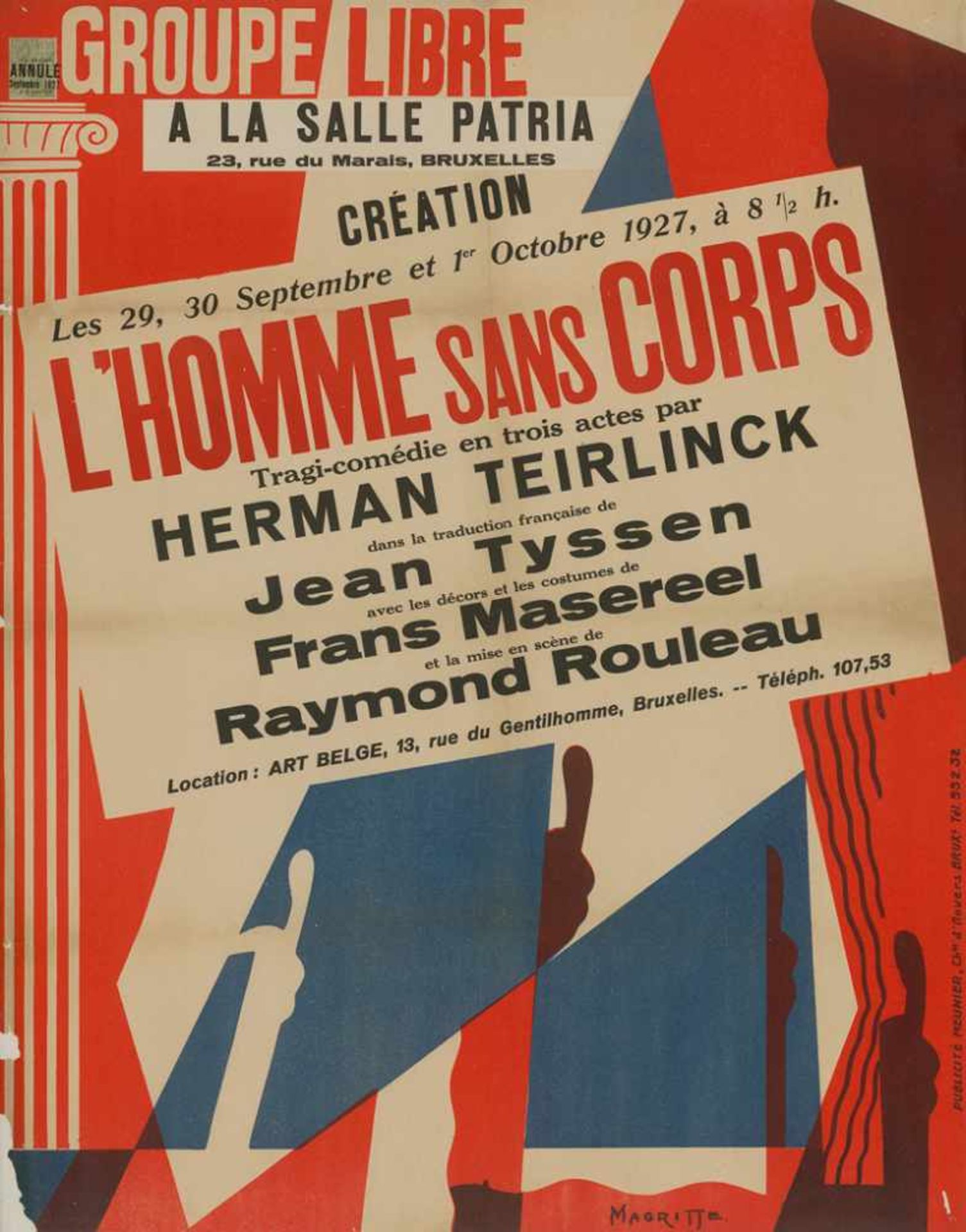 Magritte, René: L'Homme Sans Corps (Der Mann ohne Körper)
