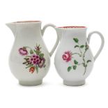 A First Period Worcester sparrow beak baluster milk jug and one other: the first painted with