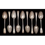 A collection of nine Fiddle pattern and Old English pattern tablespoons,