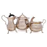A George V silver three-piece tea service, maker Robert Pringle & Sons, London,