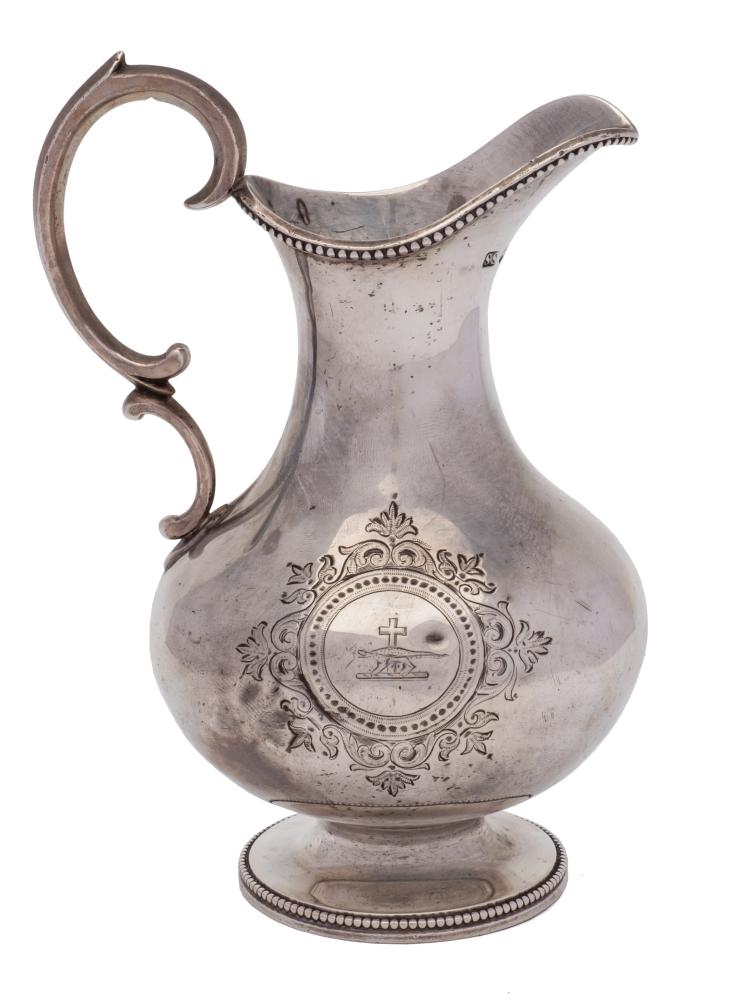 WITHDRAWN - A Victorian silver cream jug, maker Goldsmiths Alliance, London 1874: crested,