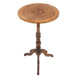 A 19th Century walnut and parquetry circular occasional table:,