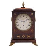 A Regency mahogany mantel clock with bracket: the eight-day duration timepiece single-fusee