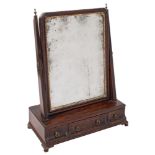 A George III mahogany swing frame platform toilet mirror:,