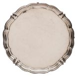 A George VI silver circular salver, maker Harrison Brothers & Howson, Sheffield,
